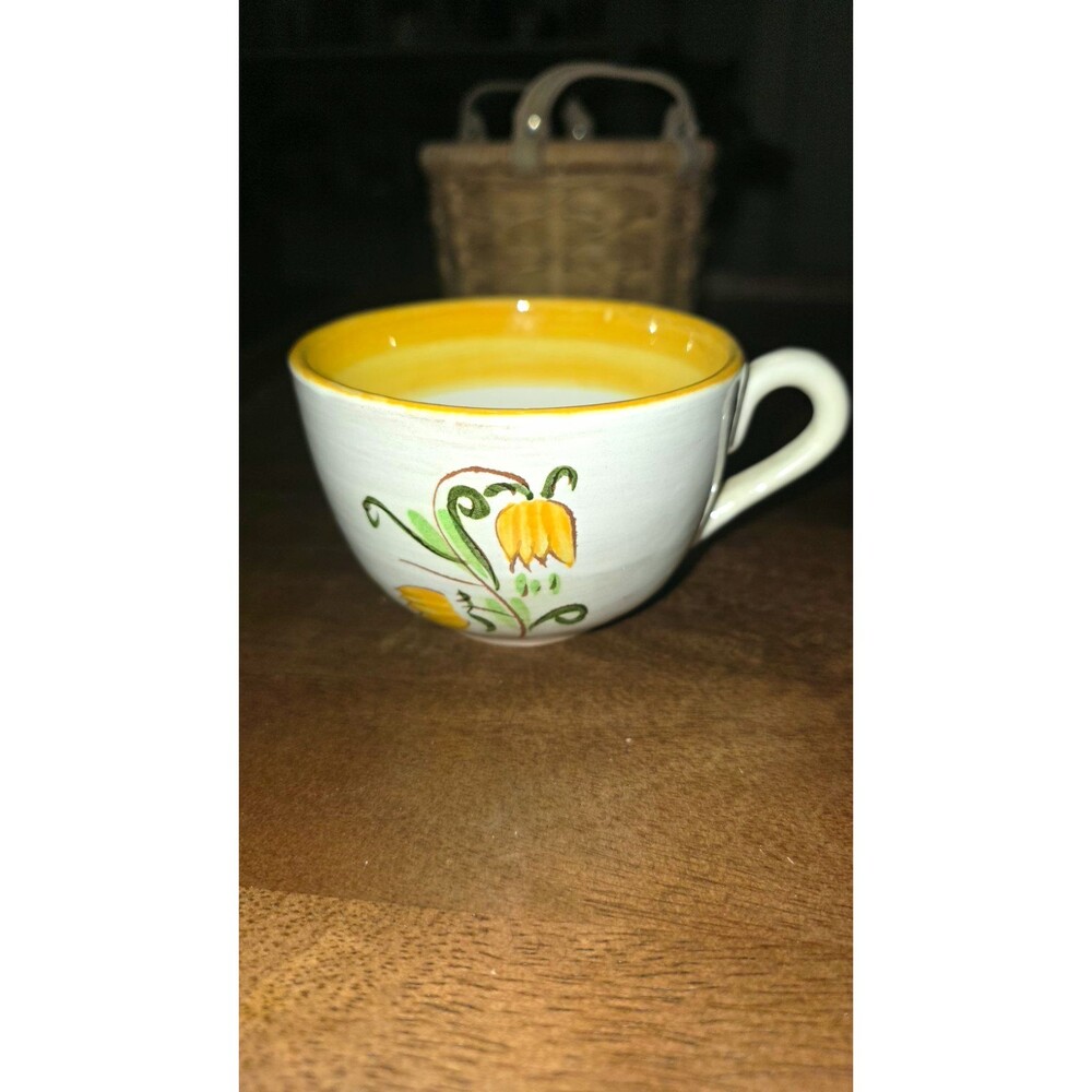 Pfaltzgraff Stoneware Coffee Cup Mug 10 fl oz White Yellow Green Floral